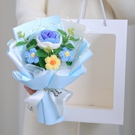 SKISOPGO Completed Crochet Flower Bouquet Artificial Flower Ornament Desktop Artificial Flower Gifts