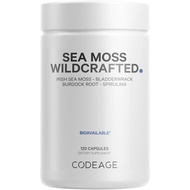 Exp:05/28 *Codeage Raw Wildcrafted Irish Sea Moss Supplement, Spirulina Algae, Bladderwrack Seaweed,