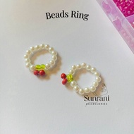 Beads Ring cherry red cincin manik mutiara cherry red