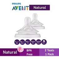 Original Philips Avent 2pcs NATURAL Silicone Bottle Teats, Natural Response, Puting Botol Susu Bayi 