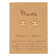 COLORFUL BLING Card Horoscope Zodiac Stud Earrings 12 Constellation Astrology 18K Gold Plated Little