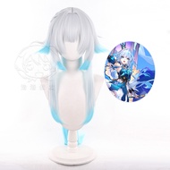 HSR Cerydra Cosplay Wig Long Silver White Blue Mixed Heat Resistant Synthetic Hair