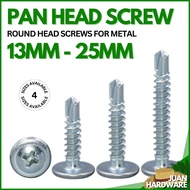 (100 PCS) Pan Head Screw for Metal 1/2 inch to 1 inch Self-tapping Hardiflex Screw Job Screw JuanHar