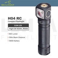 SKILHUNT H04 RC (High CRI Version, 4500K R9080) Rechargeable 2 In 1 Flashlight/Headlamp with 18650 B