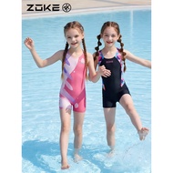 Zoke Children's Swimsuit Girls Racing Medium Big Kids Professional Training Swimsuit zoke Girls Spor