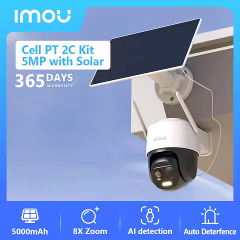 IMOU Cell PT 2C 5MP Solar Panel 3MP Wi-Fi Camera 5000mAh Battery Human Detection IP66 Weatherproof H