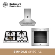 [Bulky] Bertazzoni 60cm Gas + Oven + Hood Bundle (P604LPRO 60cm Gas Hob + F605MODEKXS 5 Function Oven + KPL60PLAG1XA Wall-Mount Hood)