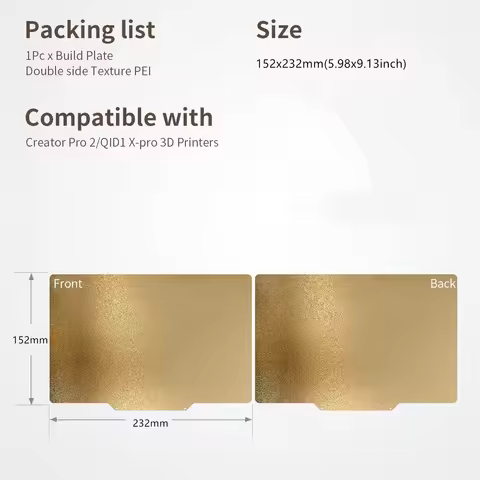 Upgrade 232x152mm PEI Sheet Double Sided Textured Spring Steel Flexible Build Plate for Creator Pro 