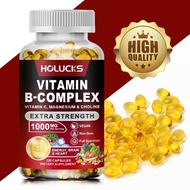Holucks Vitamin B Complex - B1, B2, B3, B5, B6, B7, B8, B9, B12 dengan Vitamin C, Choline, Inositol 
