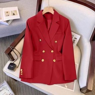 Slimming Red Suit Jacket - High-End Fabric for a Dapper Autumn Look