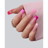BTArtboxnails XCOATTIPS Pink French Tip Press On Nails - Long Press On Nails Square, Soft Gel Nail T