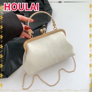 HOULAI Evening Bag, French Vintage Gold Velvet Chain Purse, Hot Sale Luxury Fashion Elegant Shoulder
