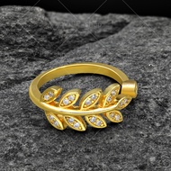 แหวนคู่ แหวนแฟชั่นเท่ๆ แหวนผู้หญิง แหวนเรียกทรัพย์ แหวนใบมะกอก นำโชค เสริมดวงความรัก ชุบทอง เหมือนแท้ ฝังเพชร CZ