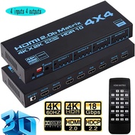 HDMI Matrix Switch 4X4 4K HDMI Matrix Switcher Splitter 4 In 4 Out Box พร้อม EDID Extractor และ IR Remote Control