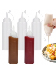 6入組240毫升貼紙擠壓瓶,塑料擠壓分配瓶,適用於番茄醬、燒烤醬、橄欖油、沙拉醬、糖漿等,廚房配件