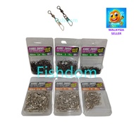 FISHDOM SEAHAWK BOX BARREL SWIVEL WITH SAFETY SNAP 5610-B 5610-N 5610B 5610N FISHING HOOK