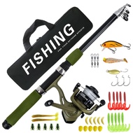Sea Rod Lure Rod Full Set Combination Army Green Retractable Fishing Rod Novice Beginner Set Full Se
