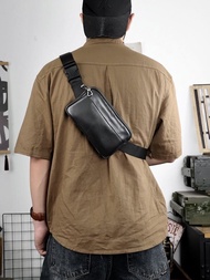 真皮胸包男士單肩包頭層牛皮腰包小包軟皮韓版挎包機車小背包潮牌