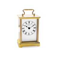 Seiko Clock QHE093G Gold Tone Aluminum White Dial Analog Roman Numeral Beep Alarm Table Clock