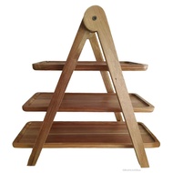 3 ชั้นเสิร์ฟถาดคัพเค้กไม้ขาตั้งสี่เหลี่ยมผืนผ้าที่ให้บริการถาดบ้าน Farmhouse Platter ชั้นสำหรับผักผล
