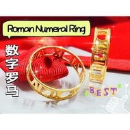Wing Sing Roman Nombor Rattan Split Ring CBR Fashion Solid Bajet Gold 916/916 Gold Romen Numeric Ring