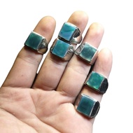 Cincin akik bacan bentuk kotak flat pria wanita ring stainlesstell