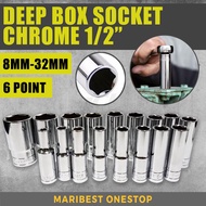 8-32MM Deep Long Socket 1/2 Socket 6 Point Socket Chrome Vanadium Deep Box Socket Deep Long Box Sock