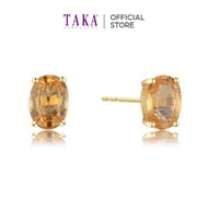 TAKA Jewellery Spectra Pink Topaz / Orange Sapphire Gemstone Earrings 9K Gold
