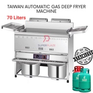 70 Liters Taiwan Gas Deep Fryer Machine Mesin Goreng Auto Deep Fryer Machine Ayam Gunting Tood Truck Kentang