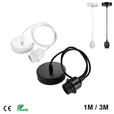 Vintage E26 E27 Full teeth hanging lamp holder with 1M 3M cable ceiling lamp holder socket lamp base
