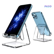 PASO_Clear Acrylic Phone Holder Non-slip Heavy Duty Multifunctional 4-8 Inches Mobile Phones Tablet Desktop Stand Phone Accessories