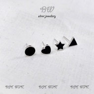 (WIN SILVER) BW62 High quality silver earrings with round heart and triangle star shape, if you want