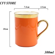 300mL Nordic Style Ceramic Mug with Gold Plated Edges Milk Coffee Cola Tea Cup Office and Home Drink