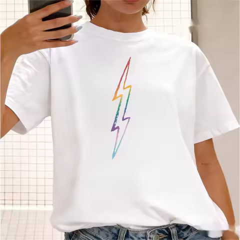 Rainbow Lightning Bolt Pride T-Shirt LGBTQ T-shirt Queer Pride Trans Pride Gift Clothing Leisure Men