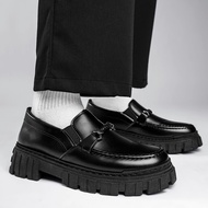 39-44 kasut lelaki british style leather shoes thick-soled loafer men