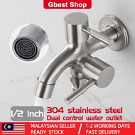 304 Two Way Tap Faucet Bathroom Toilet 2 Way Angle Valve Bidet Holder Spray Set Double Water Tap Kepala Paip Air 水龙头两通