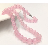 Special edition pink rosse quarts stone necklace