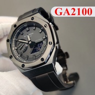 Metal Adapter Metal 2rd Bezel Stainless Steel Case and Fluororubber Strap for Casio G Shock GA-2100/