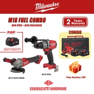 MILWAUKEE M18 FUEL COMBO M18 FPD3 Cordless Drill &amp; Driver M18 FSAG100XB Cordless Angle Grinder M18B5 M12-18FC Charger