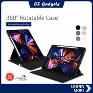 360° Rotating Clear iPad Case for Air 4/5 & Pro 11, with Pencil Holder & Wireless Charging
