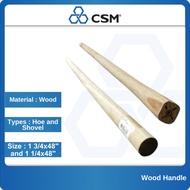 CSM 4 feet Wooden Hoe Shovel Stick Handle Only Kayu Batang Cangkul Wood 1 3/4 inch/1 1/4 inch x 4ft