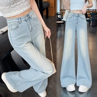 S~5XL wide leg seluar perempuan baggy vintage jeans plus size 裤子 long pants slim seluar straight cut