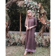 Sheena Muslimah Brukat Wedding Dress Muslimah Wedding Dress Mosscrepe Material Brukat Dress