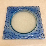 手工燒製水藍波紋方盤 水果盤 蛋糕盤 擺盤