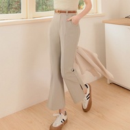 Ob Design Women Work Basic Side Slit Flare Wide Leg Long Pants Plus Size