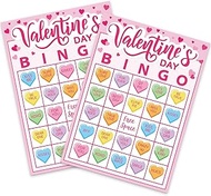 JarThenaAMCS Valentine's Day Bingo Game 30 Players Conversation Heart Bingo Cards for Family Activit