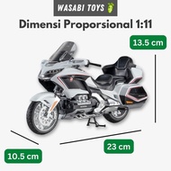 DIECAST 1:11 GOLDWING MINIATUR MOTOR (FITUR LAMPU SUARA SUSPENSI DETAIL REALISTIK)- TATA TOYS SHOP