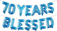 70 Years Blessed Multicolor Glitter Balloon Banner, 70th Birthday/Wedding Anniversary Party Decorati