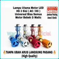 H6 LED MOTORCYCLE HEAD LIGHTS 3 sides AC DC Universal Accessories Variations for Automatic Cub Motor