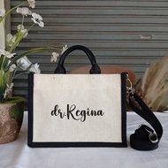 Twill Canvas Bag Mix Black Canvas Women's Bag 20x8x15